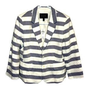 Banana Republic Nautical Stripe Linen Blend 2-Button Blazer Size 12 Petite